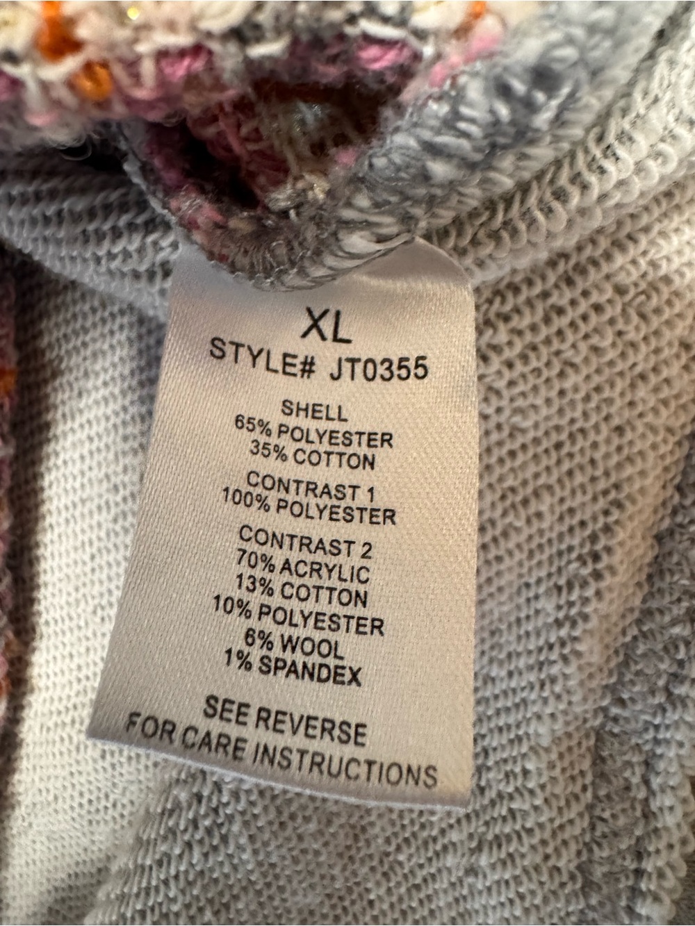 Oli & Hali Washed Knit Mixed Hoodie Vtg 80’s Style Oversized Beach Patchwork XL - Picture 6 of 9